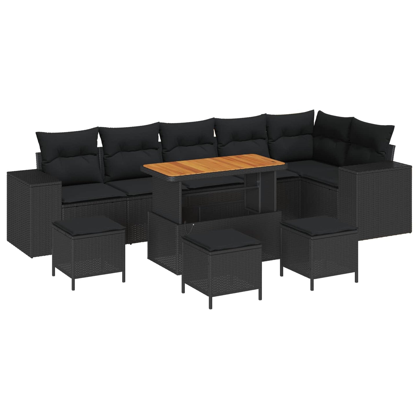 Tuin Sofa Set met kussen 10 pcs Zwart poly rattan is nu te koop bij PeponiXL, paradijselijk wonen!