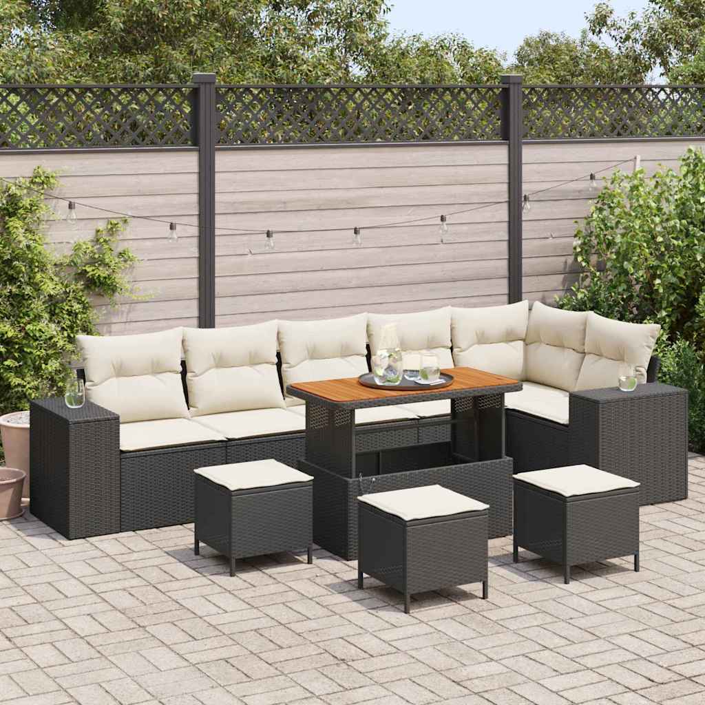 Tuin Sofa Set 10 pcs Zwart poly rattan is nu te koop bij PeponiXL, paradijselijk wonen!