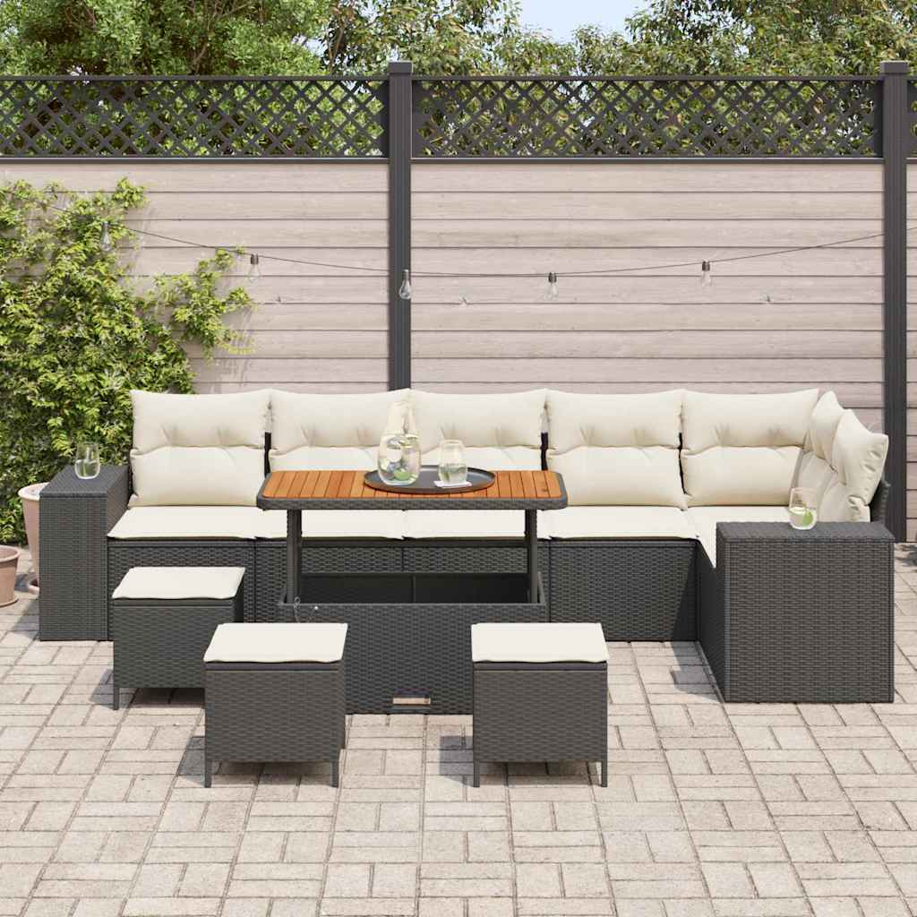 Tuin Sofa Set 10 pcs Zwart poly rattan is nu te koop bij PeponiXL, paradijselijk wonen!
