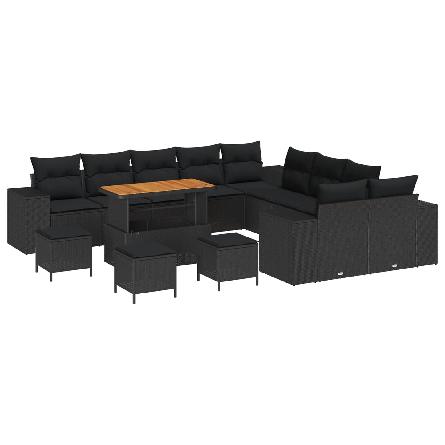 Tuin Sofa Set met kussen 14 pcs Zwart poly rattan is nu te koop bij PeponiXL, paradijselijk wonen!