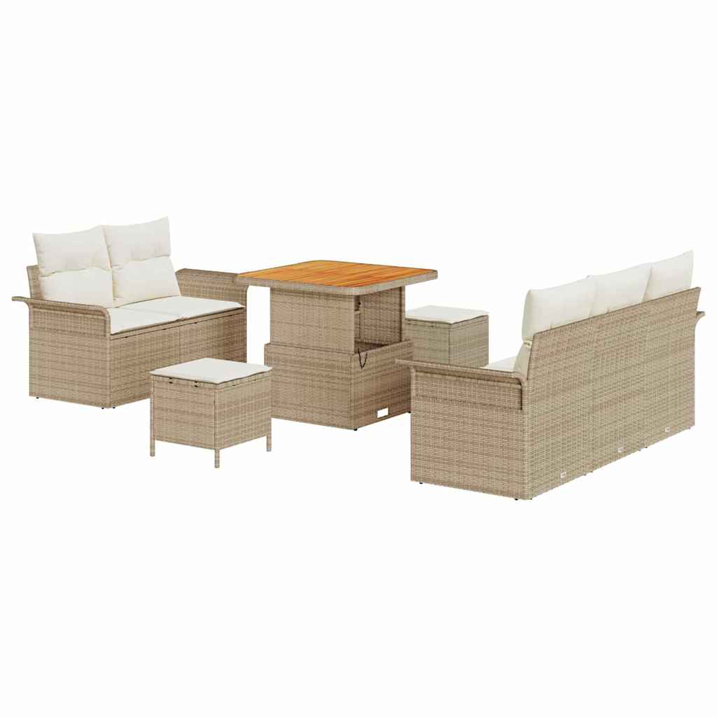 Tuinbankenset met kussen 8 pcs Beige poly rattan is nu te koop bij PeponiXL, paradijselijk wonen!