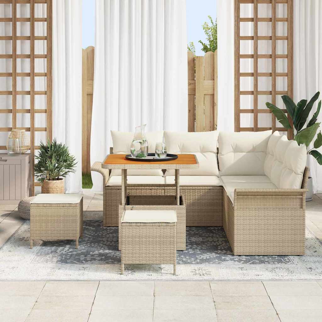 Tuinbankenset met kussen 8 pcs Beige poly rattan is nu te koop bij PeponiXL, paradijselijk wonen!