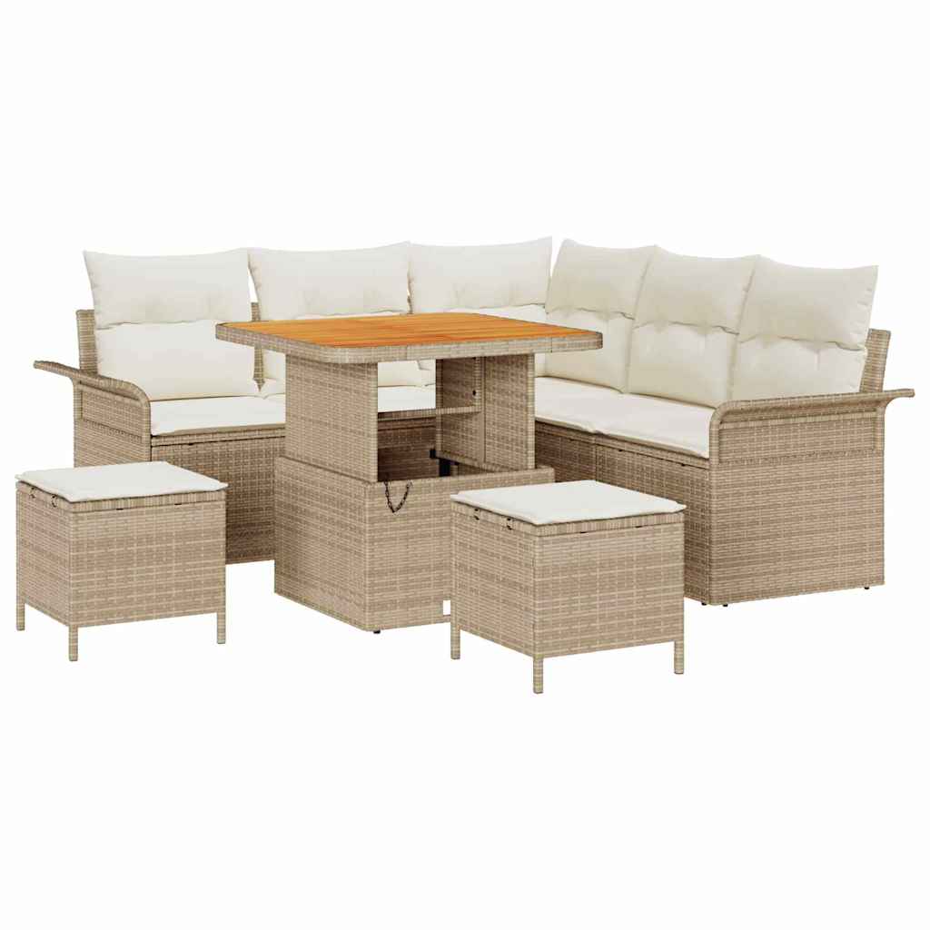 Tuinbankenset met kussen 8 pcs Beige poly rattan is nu te koop bij PeponiXL, paradijselijk wonen!