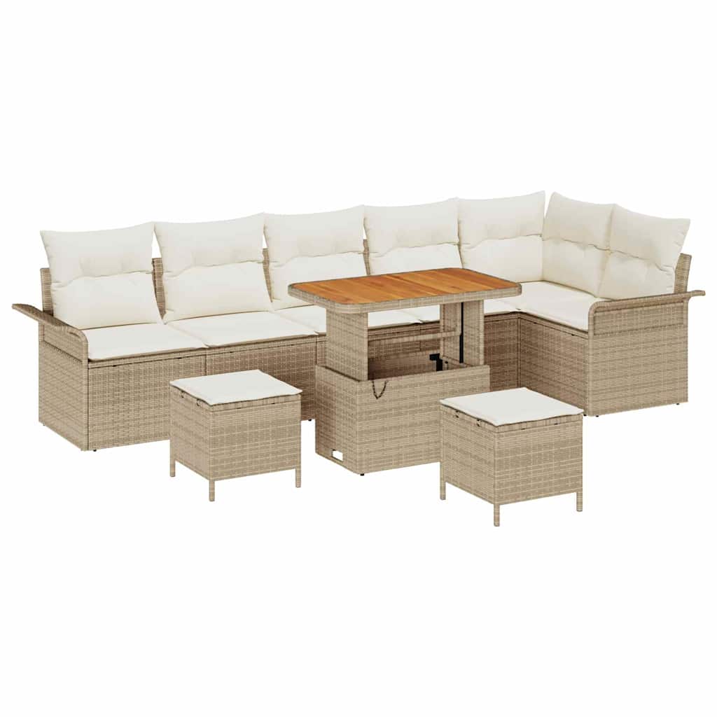 Tuinbankenset met kussen 9 pcs Beige poly rattan is nu te koop bij PeponiXL, paradijselijk wonen!