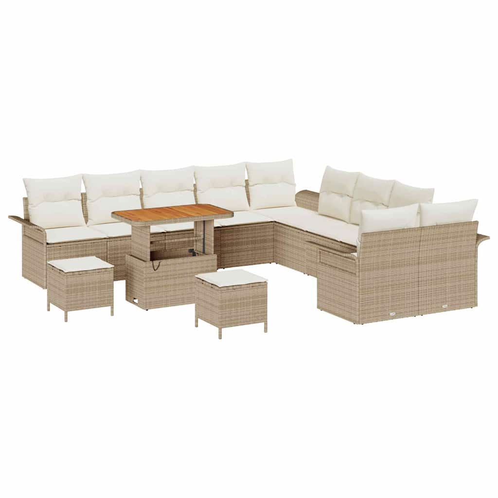 Tuinbankenset met kussen 13 pcs Beige poly rattan is nu te koop bij PeponiXL, paradijselijk wonen!