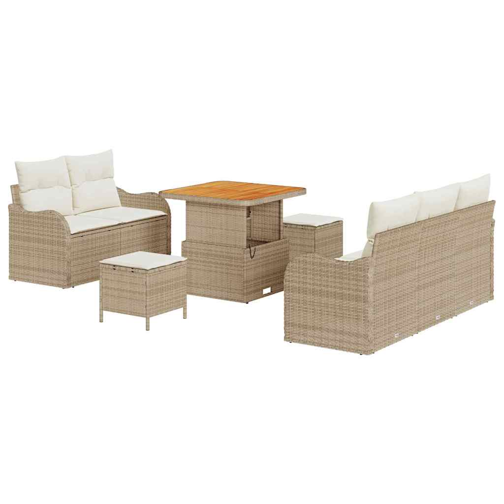 Tuinbankenset met kussen 8 pcs Beige poly rattan is nu te koop bij PeponiXL, paradijselijk wonen!