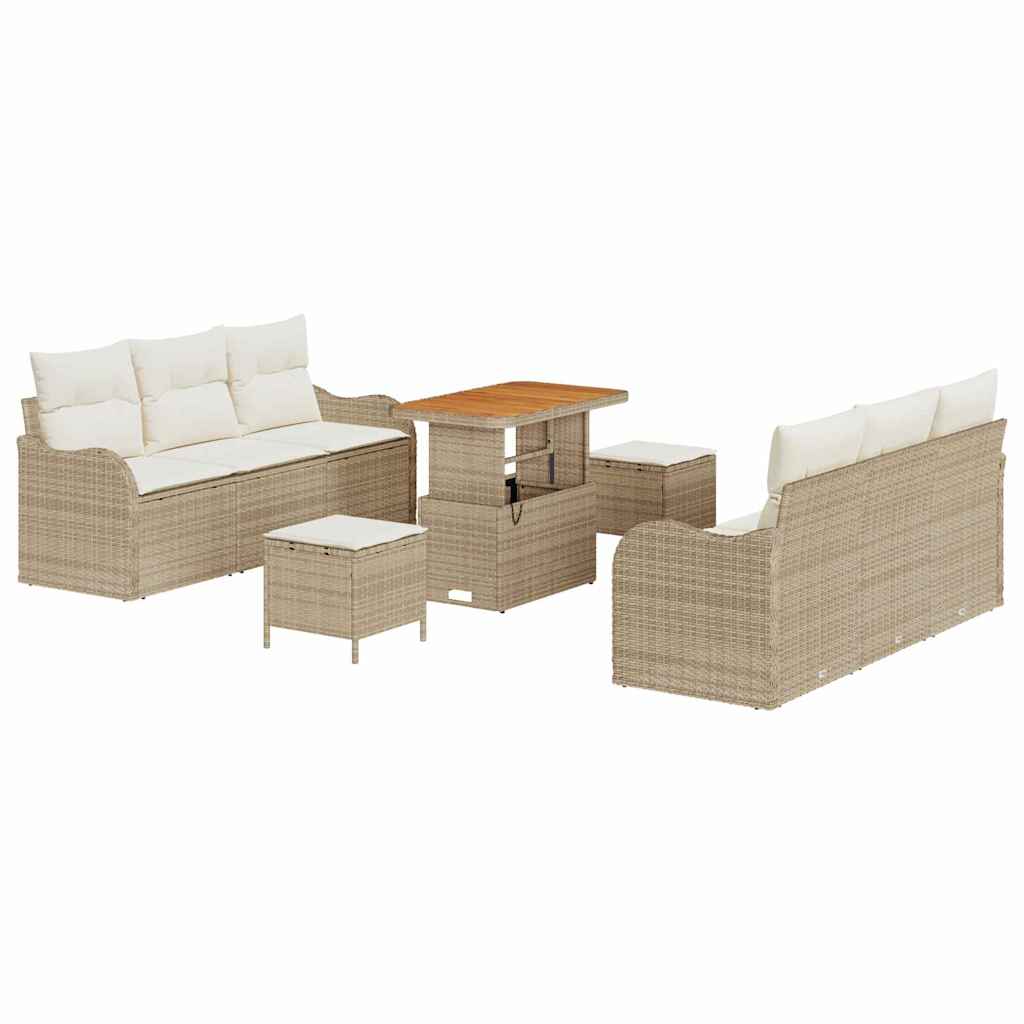 Tuinbankenset met kussen 9 pcs Beige poly rattan is nu te koop bij PeponiXL, paradijselijk wonen!