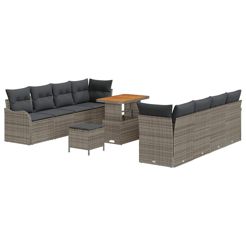 Tuinbankenset met kussen 11 pcs Grijs poly rattan is nu te koop bij PeponiXL, paradijselijk wonen!