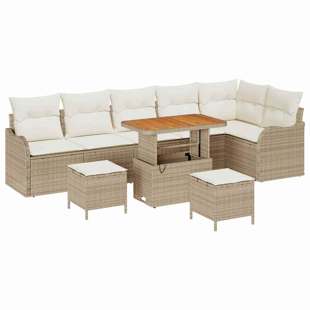 Tuinbankenset met kussen 9 pcs Beige poly rattan is nu te koop bij PeponiXL, paradijselijk wonen!
