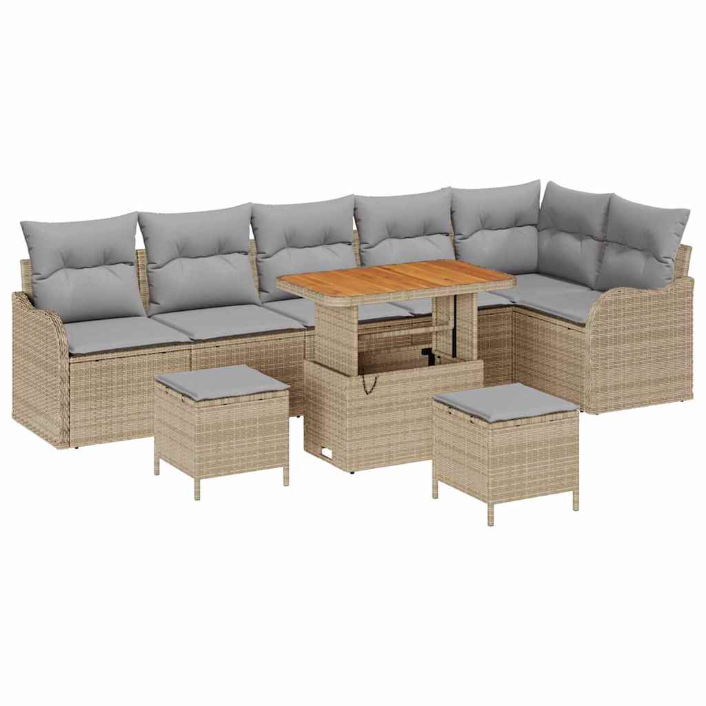 Tuinbankenset met kussen 9 pcs Beige poly rattan is nu te koop bij PeponiXL, paradijselijk wonen!