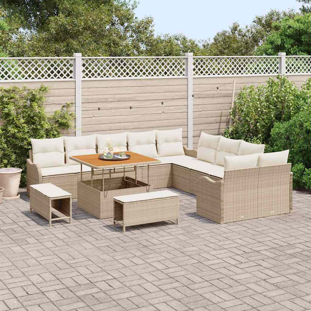 Tuin Sofa Set 13 pcs Beige poly rattan is nu te koop bij PeponiXL, paradijselijk wonen!