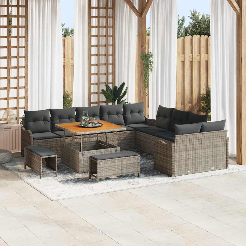 Tuin Sofa Set 13 pcs Grijs poly rattan is nu te koop bij PeponiXL, paradijselijk wonen!