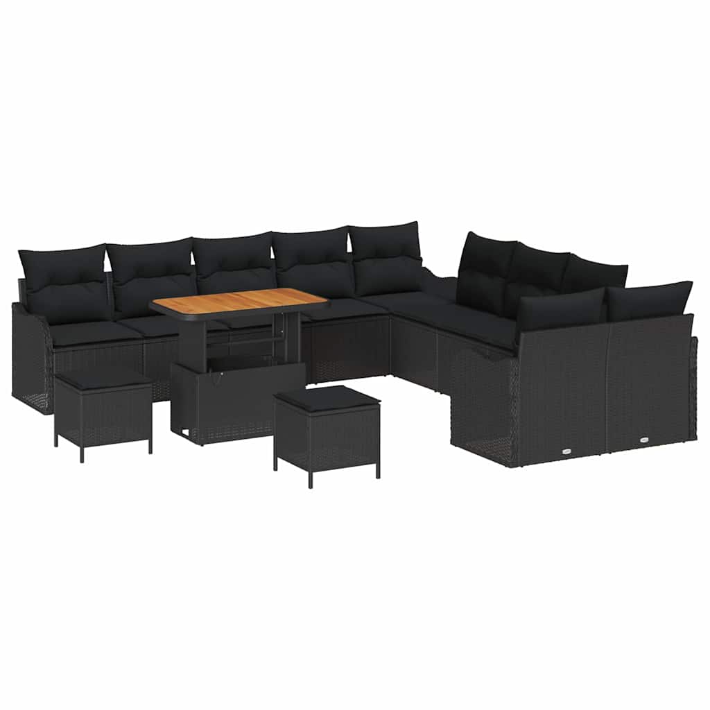Tuin Sofa Set 13 pcs Zwart poly rattan is nu te koop bij PeponiXL, paradijselijk wonen!