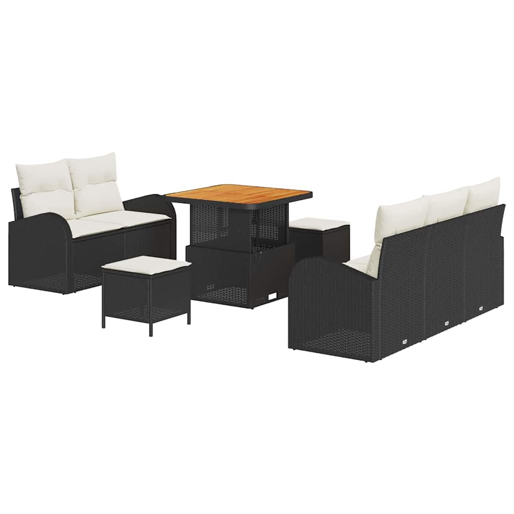 Tuinbankenset met kussen 8 pcs Zwart poly rattan is nu te koop bij PeponiXL, paradijselijk wonen!