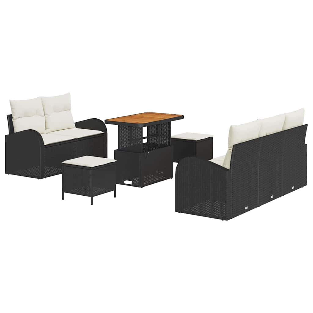 Tuinbankenset met kussen 8 pcs Zwart poly rattan is nu te koop bij PeponiXL, paradijselijk wonen!