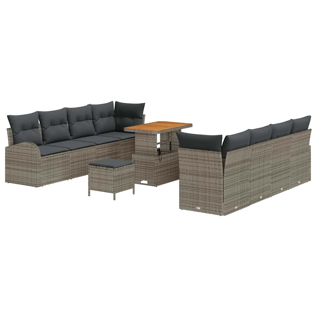 Tuinbankenset met kussen 11 pcs Grijs poly rattan is nu te koop bij PeponiXL, paradijselijk wonen!