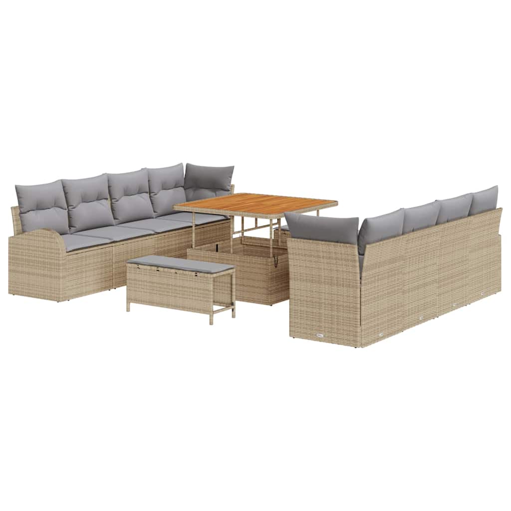 Tuinbankenset met kussen 11 pcs Beige poly rattan is nu te koop bij PeponiXL, paradijselijk wonen!