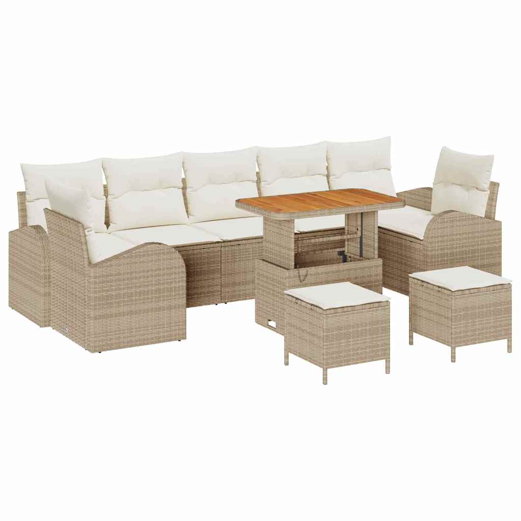 Tuinbankenset met kussen 10 pcs Beige poly rattan is nu te koop bij PeponiXL, paradijselijk wonen!