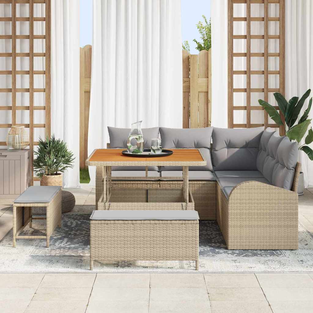 Tuinbankenset met kussen 8 pcs Beige poly rattan is nu te koop bij PeponiXL, paradijselijk wonen!