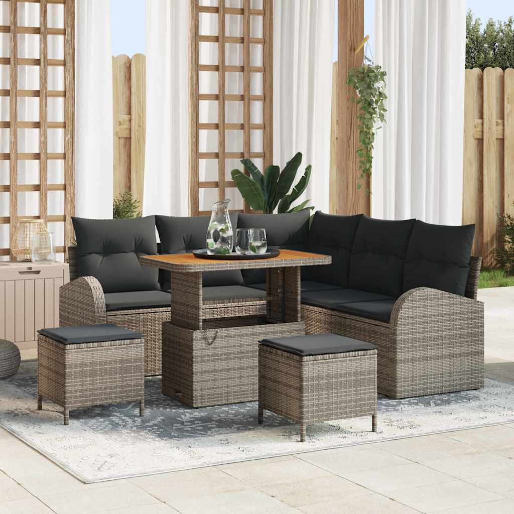 Tuinbankenset met kussen 8 pcs Grijs poly rattan is nu te koop bij PeponiXL, paradijselijk wonen!
