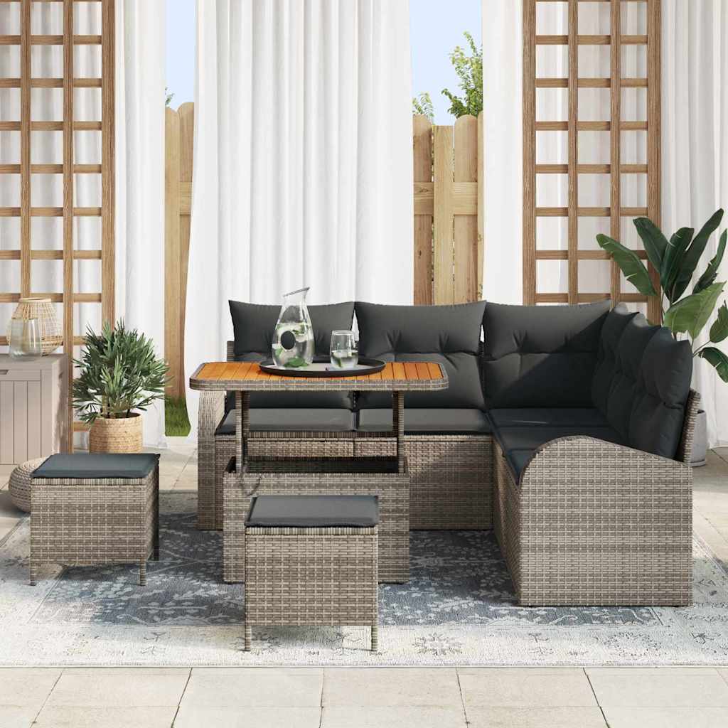 Tuinbankenset met kussen 8 pcs Grijs poly rattan is nu te koop bij PeponiXL, paradijselijk wonen!