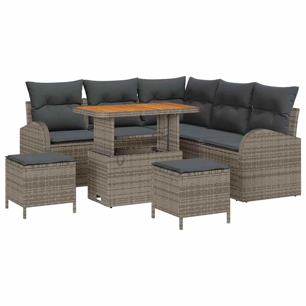 Tuinbankenset met kussen 8 pcs Grijs poly rattan is nu te koop bij PeponiXL, paradijselijk wonen!