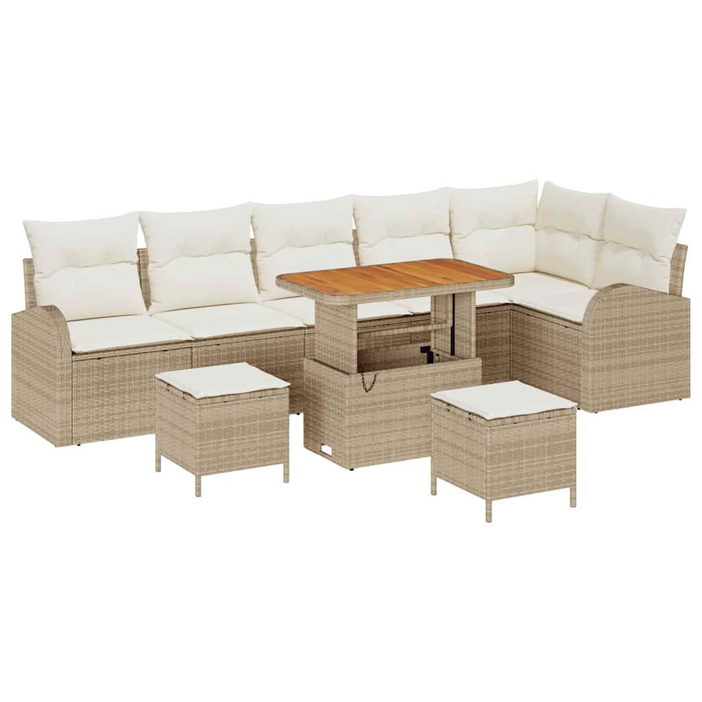 Tuinbankenset met kussen 9 pcs Beige poly rattan is nu te koop bij PeponiXL, paradijselijk wonen!