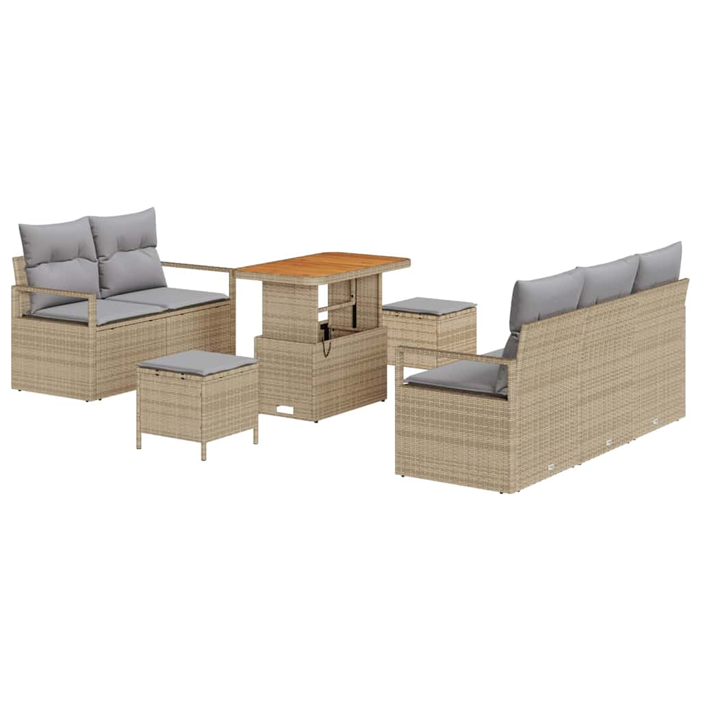 Tuinbankenset met kussen 8 pcs Beige poly rattan is nu te koop bij PeponiXL, paradijselijk wonen!