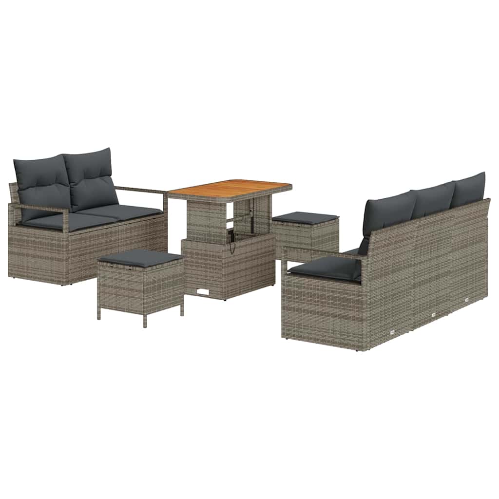 Tuinbankenset met kussen 8 pcs Grijs poly rattan is nu te koop bij PeponiXL, paradijselijk wonen!