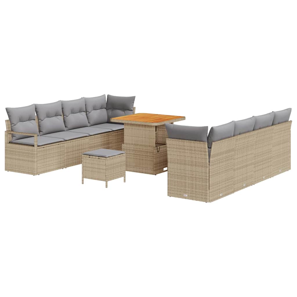 Tuinbankenset met kussen 11 pcs Beige poly rattan is nu te koop bij PeponiXL, paradijselijk wonen!