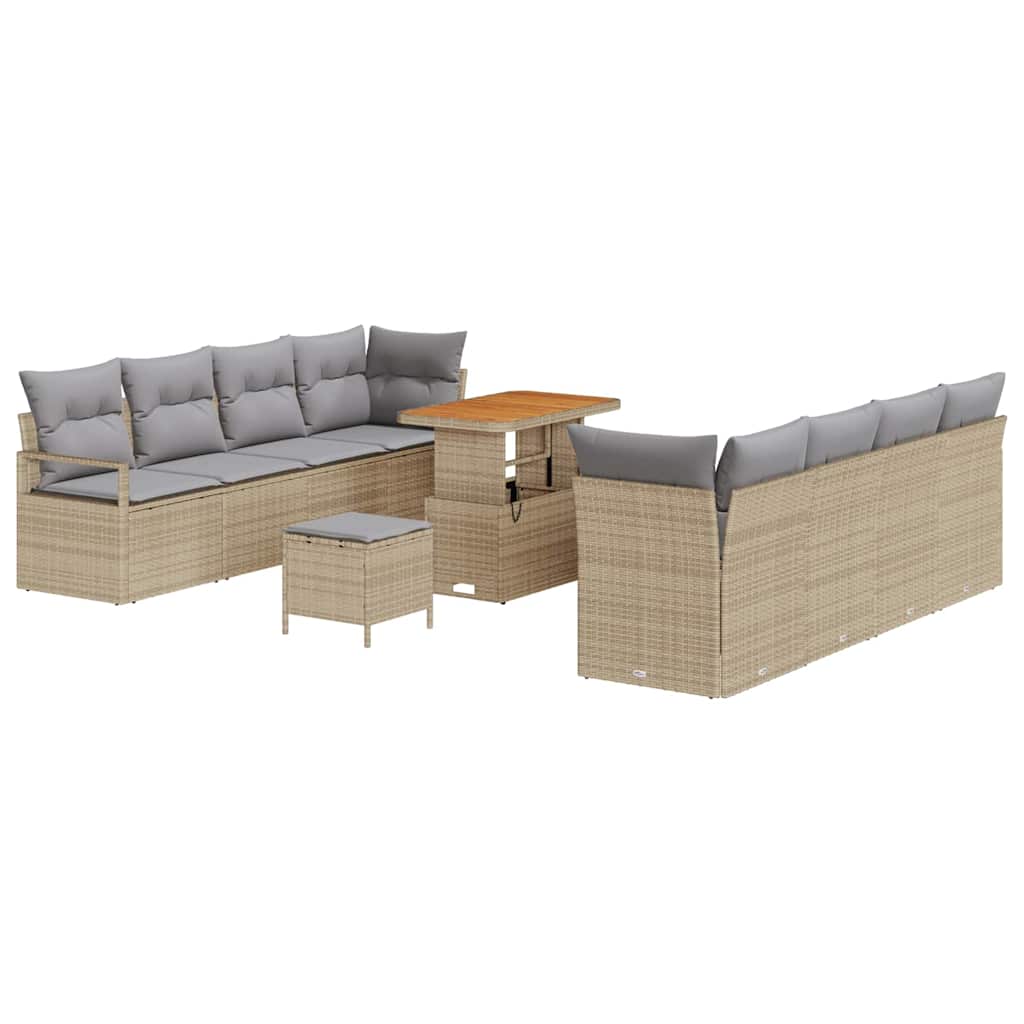 Tuinbankenset met kussen 11 pcs Beige poly rattan is nu te koop bij PeponiXL, paradijselijk wonen!