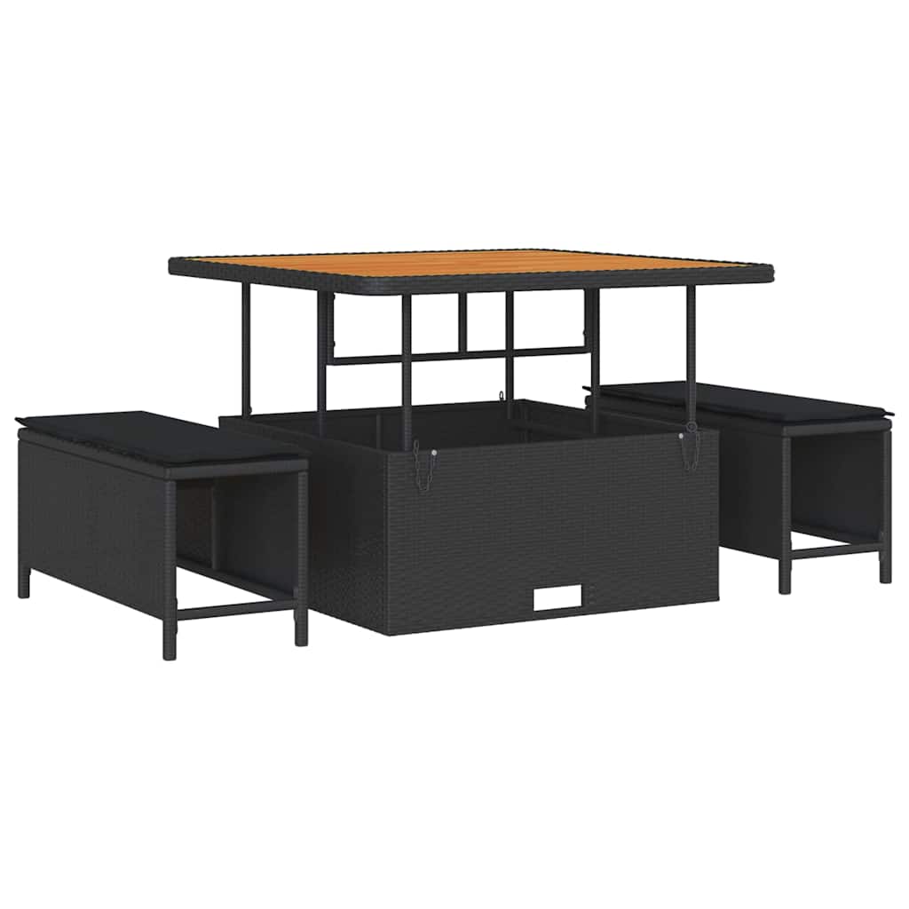 Tuinbankenset met kussen 11 pcs Zwart poly rattan is nu te koop bij PeponiXL, paradijselijk wonen!