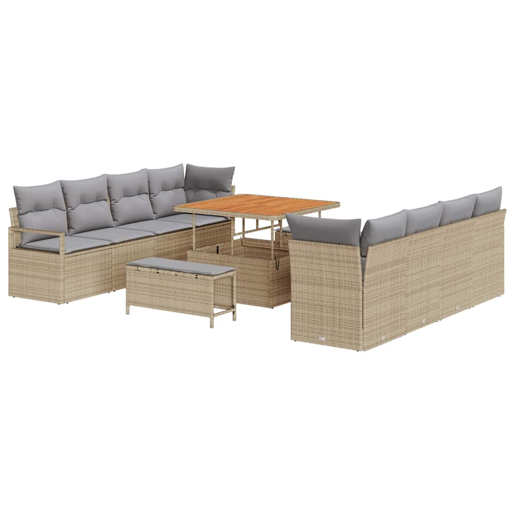 Tuinbankenset met kussen 11 pcs Beige poly rattan is nu te koop bij PeponiXL, paradijselijk wonen!
