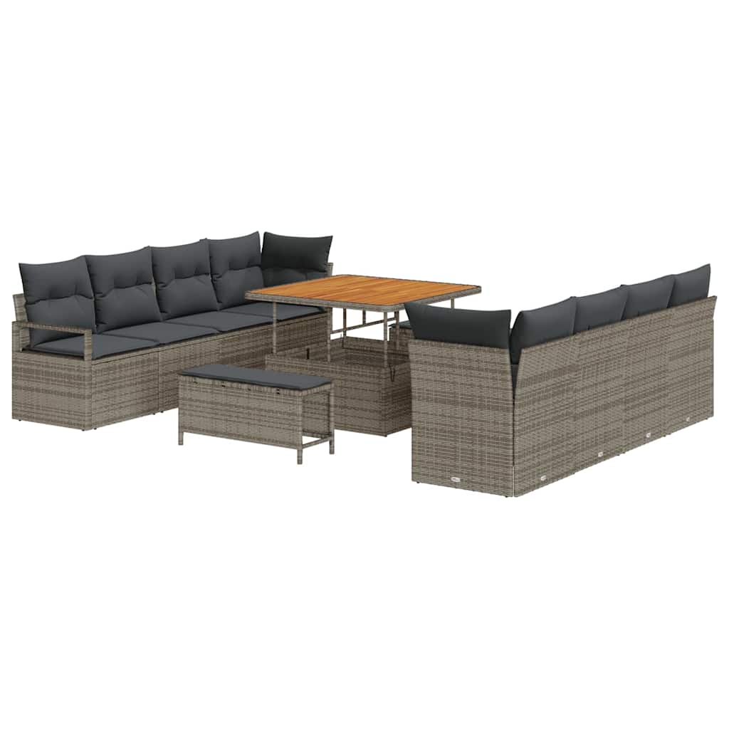 Tuinbankenset met kussen 11 pcs Grijs poly rattan is nu te koop bij PeponiXL, paradijselijk wonen!