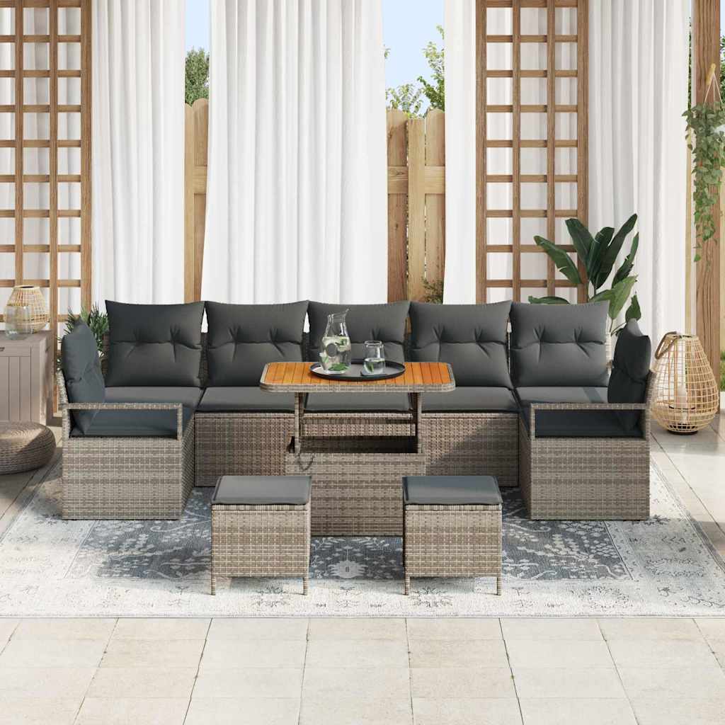 Tuinbankenset met kussen 10 pcs Grijs poly rattan is nu te koop bij PeponiXL, paradijselijk wonen!