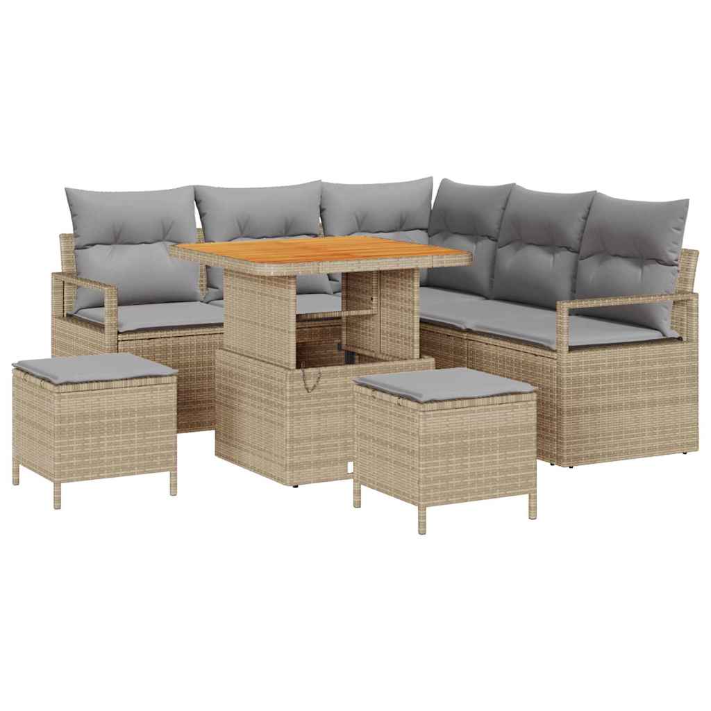 Tuinbankenset met kussen 8 pcs Beige poly rattan is nu te koop bij PeponiXL, paradijselijk wonen!