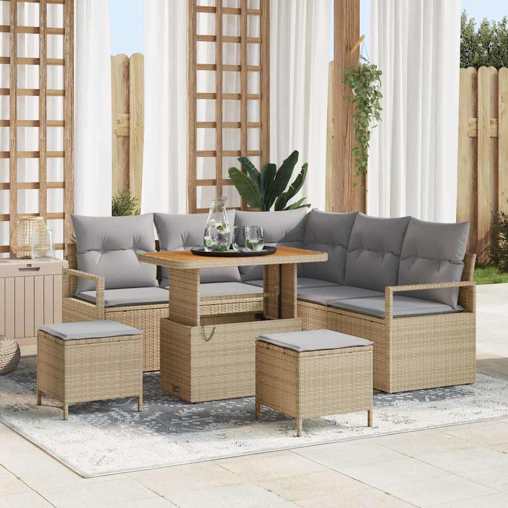 Tuinbankenset met kussen 8 pcs Beige poly rattan is nu te koop bij PeponiXL, paradijselijk wonen!