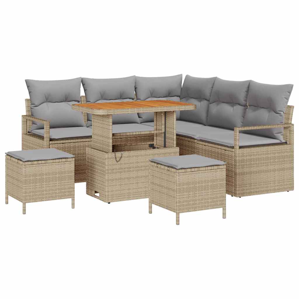 Tuinbankenset met kussen 8 pcs Beige poly rattan is nu te koop bij PeponiXL, paradijselijk wonen!