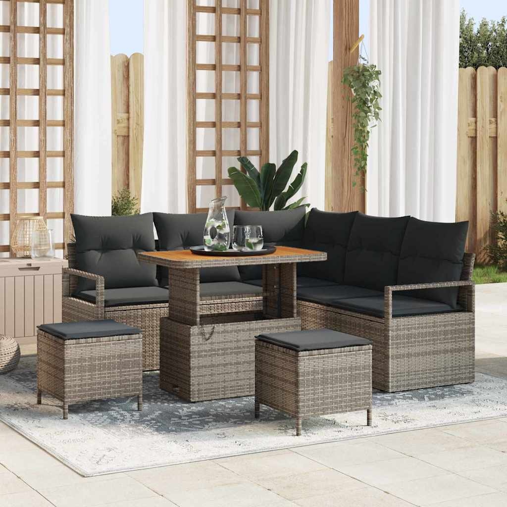 Tuinbankenset met kussen 8 pcs Grijs poly rattan is nu te koop bij PeponiXL, paradijselijk wonen!