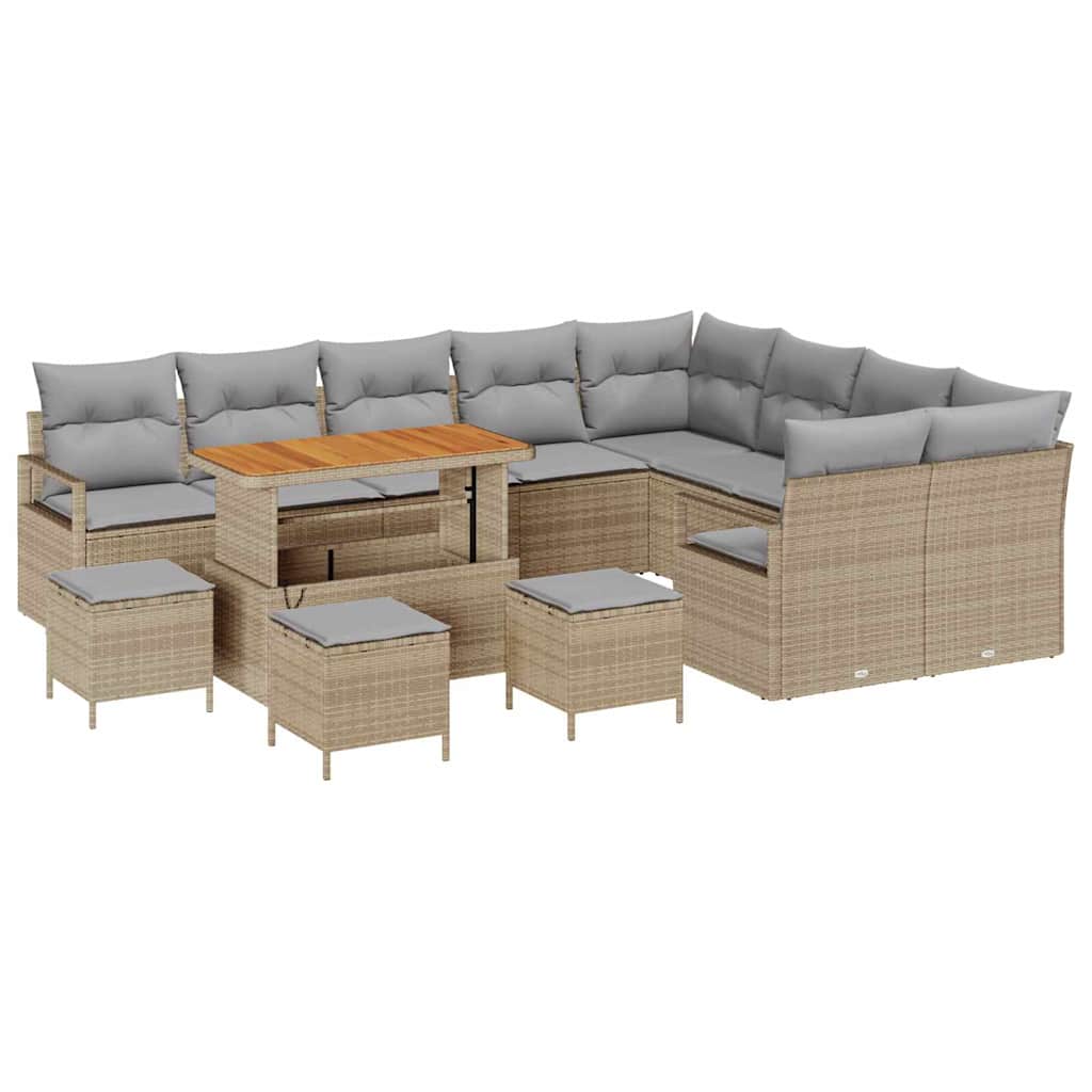 Tuinbankenset met kussen 13 pcs Beige poly rattan is nu te koop bij PeponiXL, paradijselijk wonen!