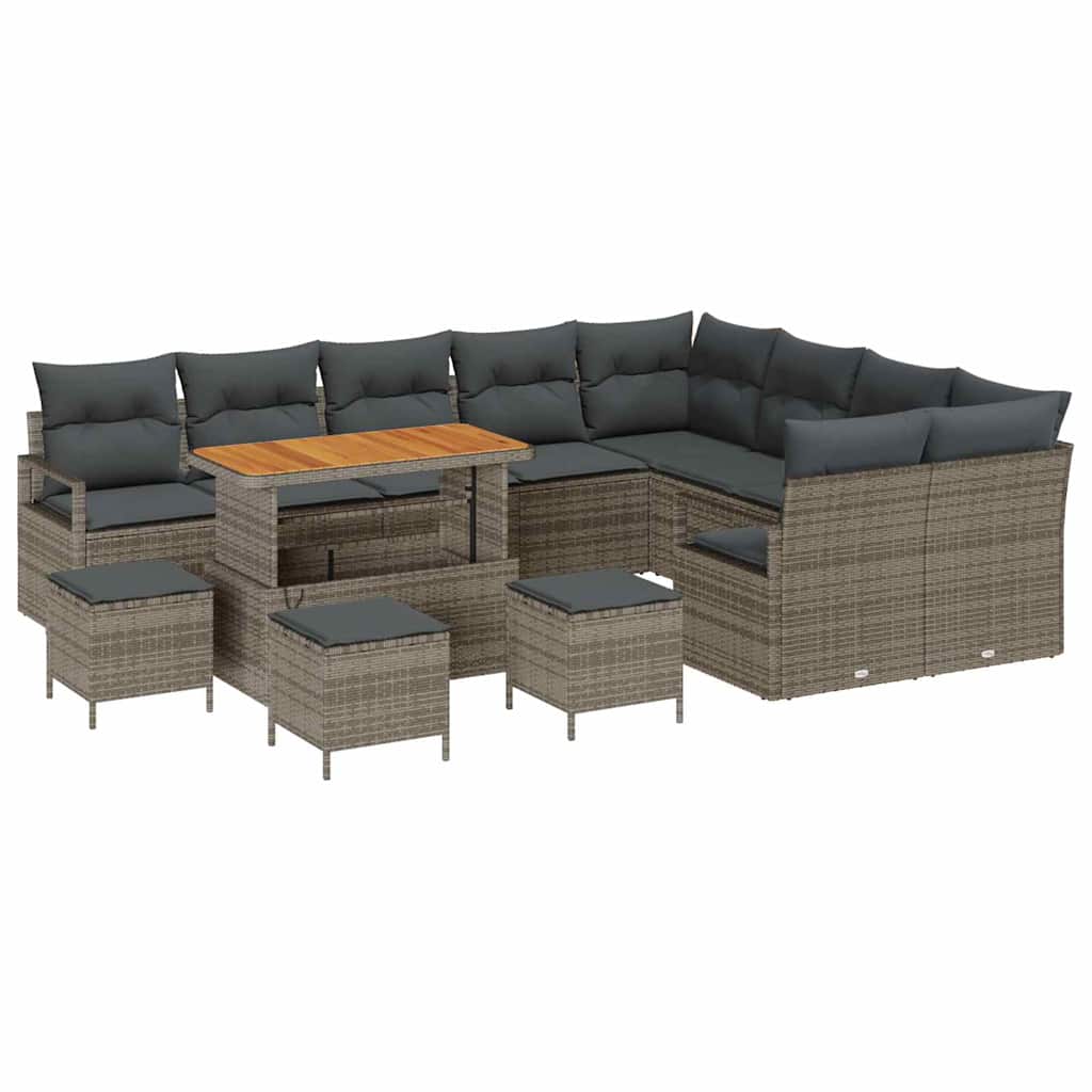 Tuinbankenset met kussen 13 pcs Grijs poly rattan is nu te koop bij PeponiXL, paradijselijk wonen!