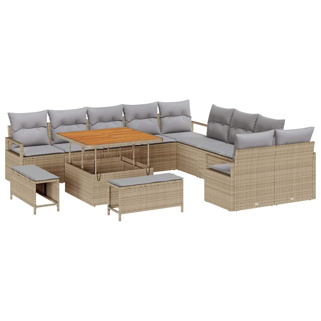Tuinbankenset met kussen 13 pcs Beige poly rattan is nu te koop bij PeponiXL, paradijselijk wonen!