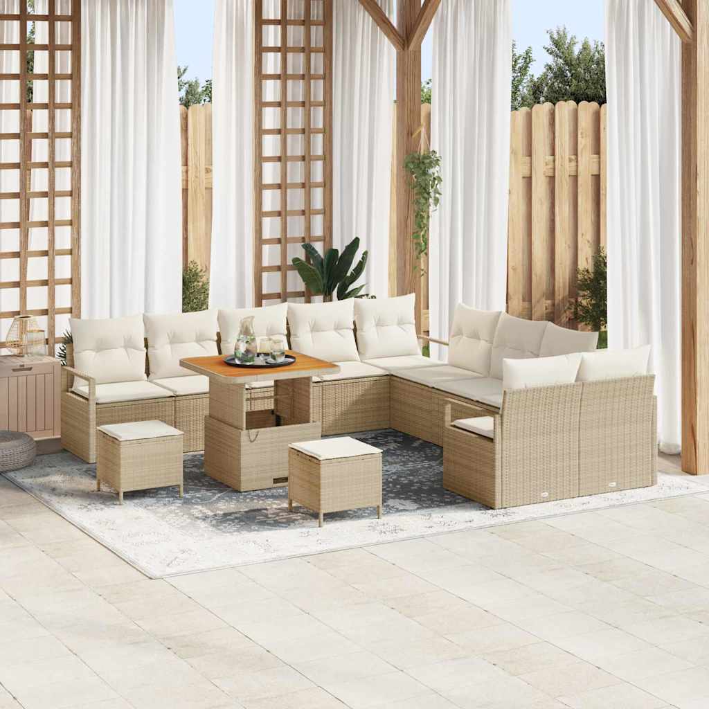 Tuinbankenset met kussen 13 pcs Beige poly rattan is nu te koop bij PeponiXL, paradijselijk wonen!