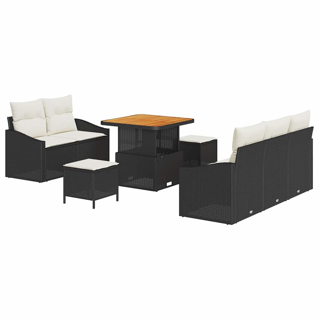 Tuinbankenset met kussen 8 pcs Zwart poly rattan is nu te koop bij PeponiXL, paradijselijk wonen!