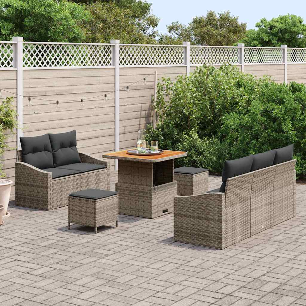 Tuinbankenset met kussen 8 pcs Grijs poly rattan is nu te koop bij PeponiXL, paradijselijk wonen!