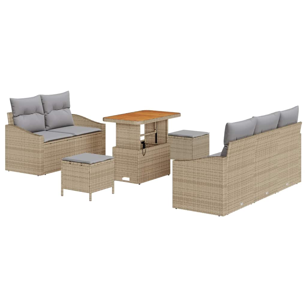 Tuinbankenset met kussen 8 pcs Beige poly rattan is nu te koop bij PeponiXL, paradijselijk wonen!