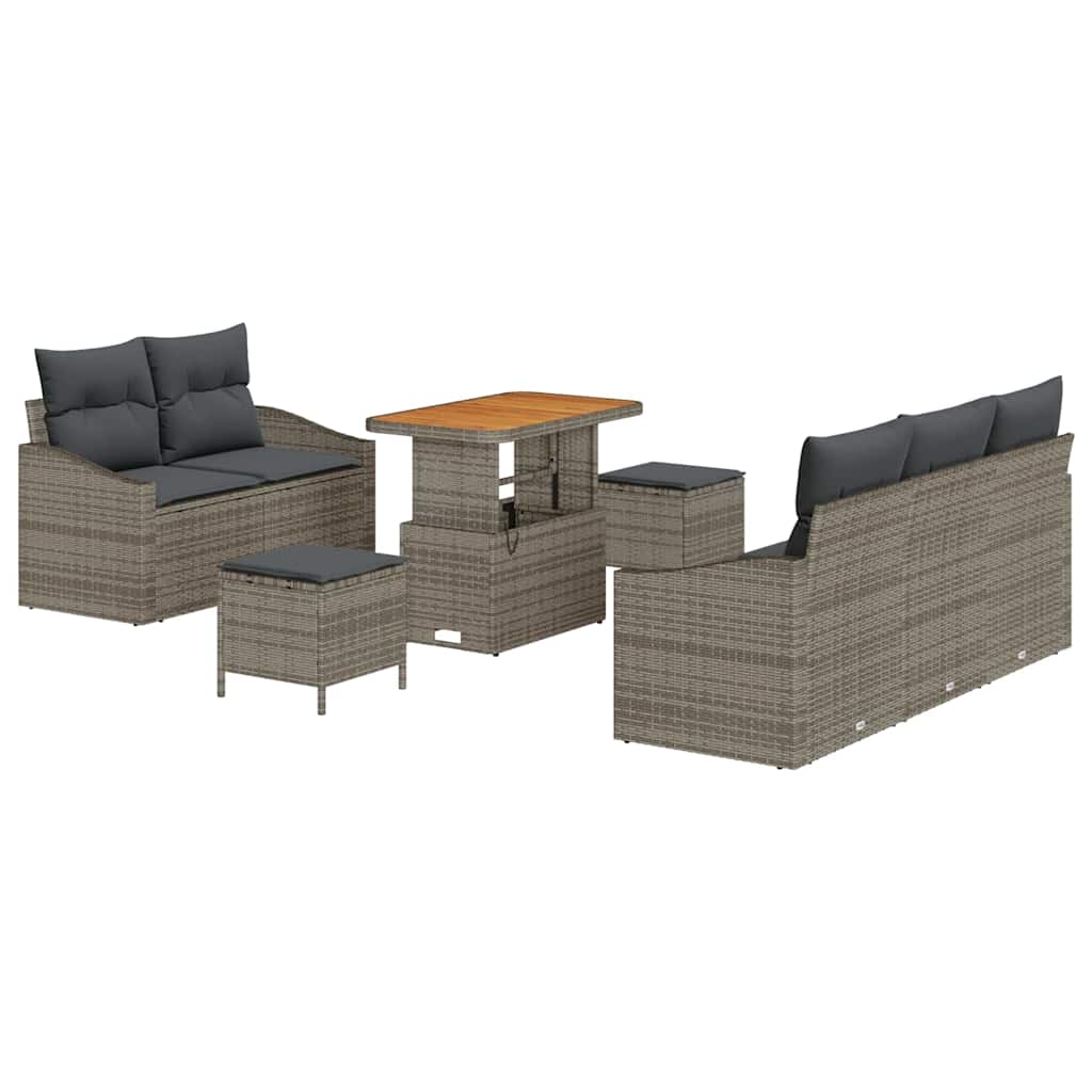 Tuinbankenset met kussen 8 pcs Grijs poly rattan is nu te koop bij PeponiXL, paradijselijk wonen!
