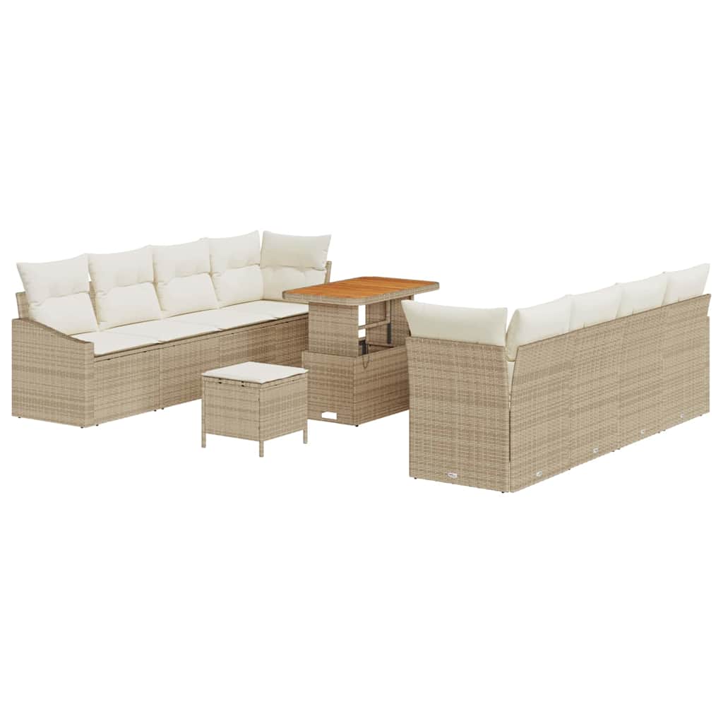 Tuinbankenset met kussen 11 pcs Beige poly rattan is nu te koop bij PeponiXL, paradijselijk wonen!