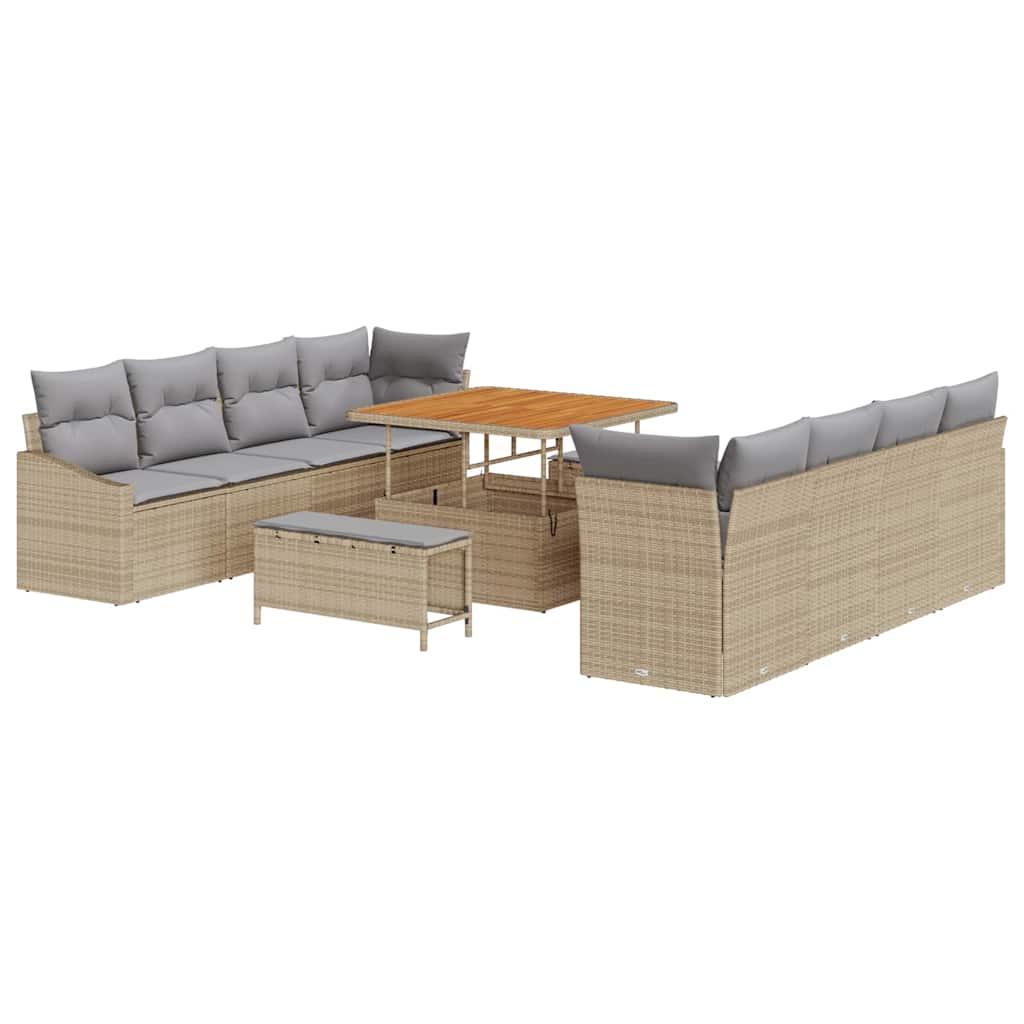 Tuinbankenset met kussen 11 pcs Beige poly rattan is nu te koop bij PeponiXL, paradijselijk wonen!