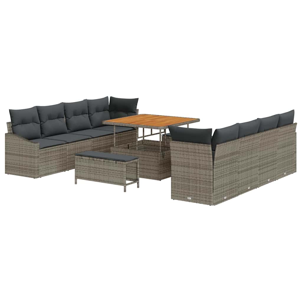 Tuinbankenset met kussen 11 pcs Grijs poly rattan is nu te koop bij PeponiXL, paradijselijk wonen!
